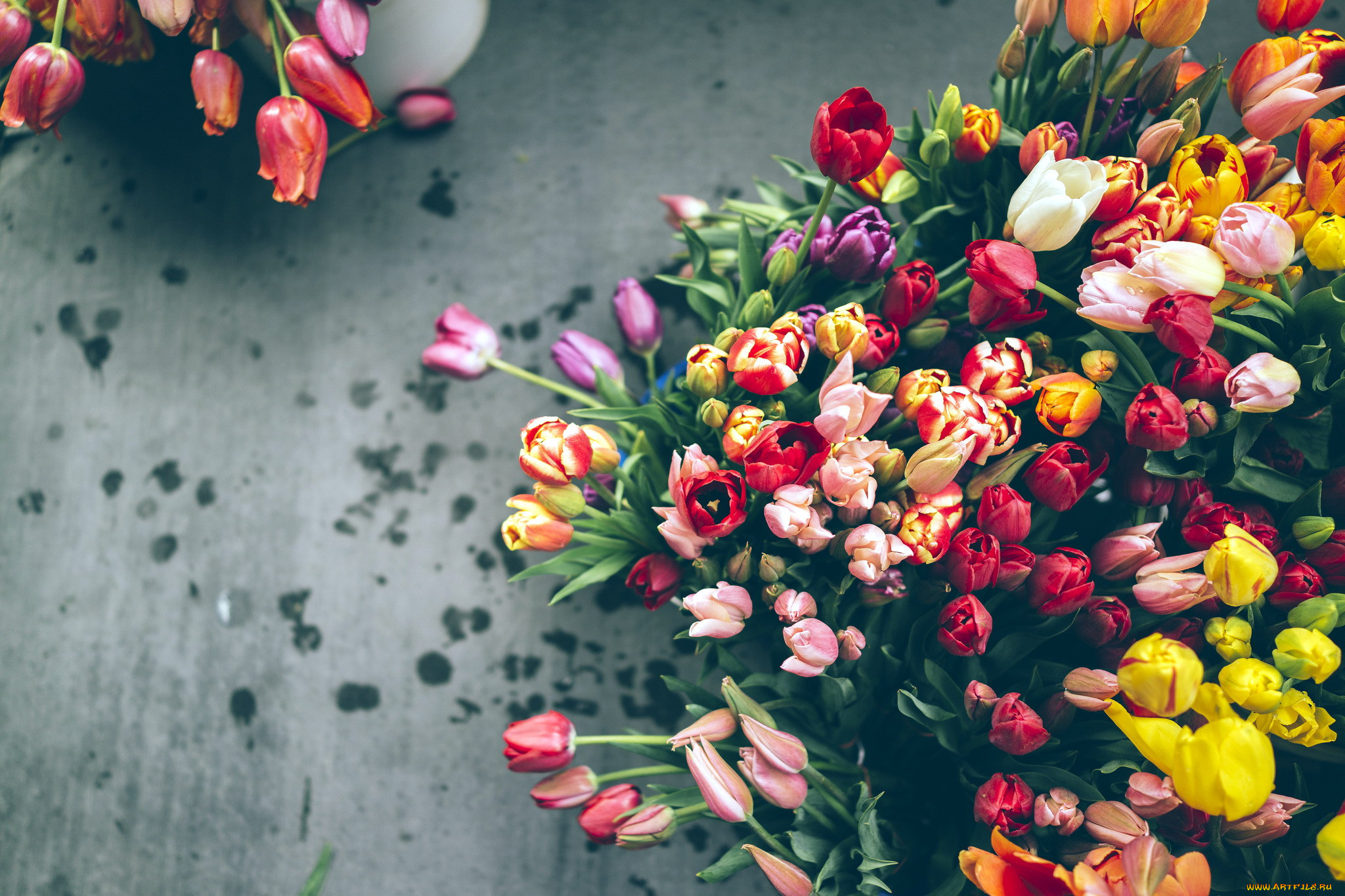 Много цветов на столе. Цветы тюльпаны. Красивые тюльпаны. Весенний букет тюльпанов.